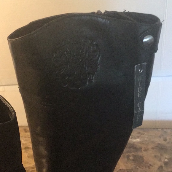 Vince Camuto Women's Kable Black Leather Riding Boot Wide Calf - Picture 2 of 6